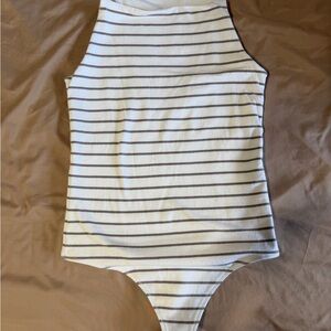 Abercrombie & Fitch White and Black Striped Bodysuit